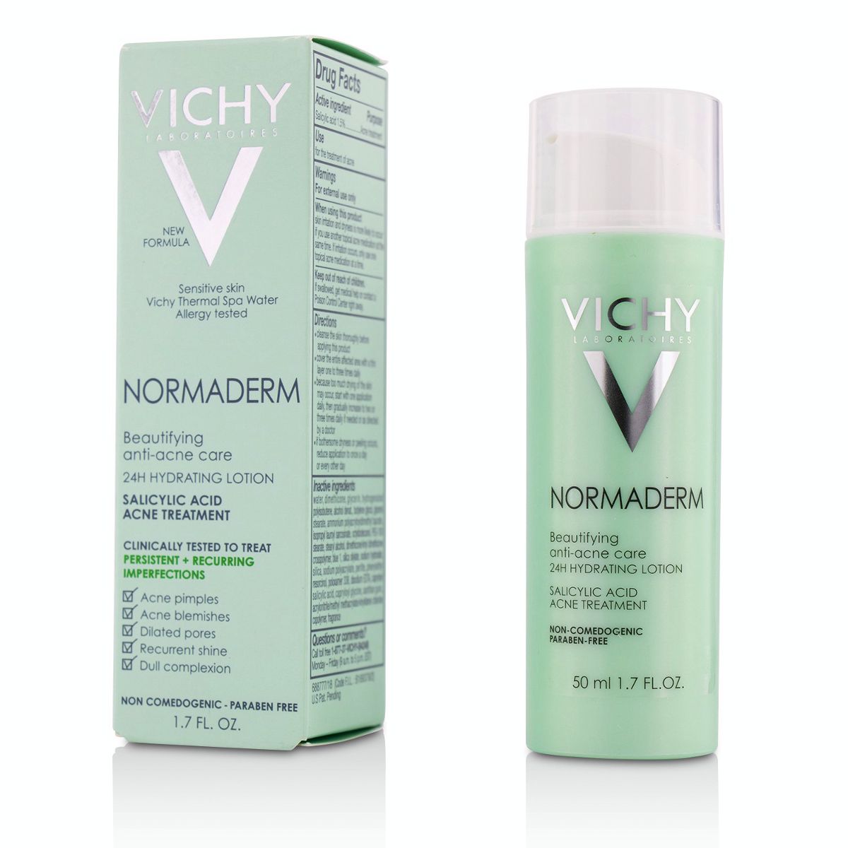 Normaderm Beautifying Anti-Acne Care - 24H Hydrating Lotion Salicylic Acid Acne Treatment Vichy Image